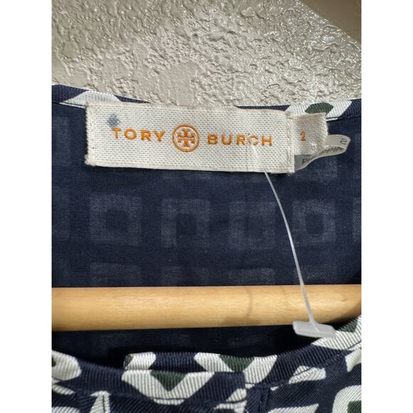 Tory Burch Silk Shift Dress Womens Geometric Print Long Sleeve Size 2 - Picture 4 of 5